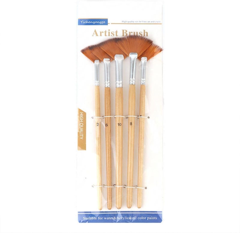 Amz Camel Fan Brush, 1-Piece Set for Painting, Long Wooden Handle Set - Including Nylon Bristles and Professional Artist Fan Brush, Comfortable Grip - Image 1
